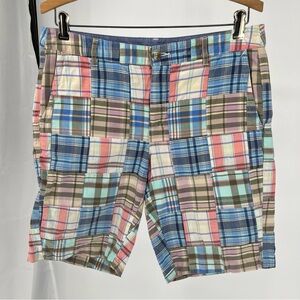 L.L.Bean Womens Favorite Fit Patchwork Madras Shorts Size 8 Plaid Cotton